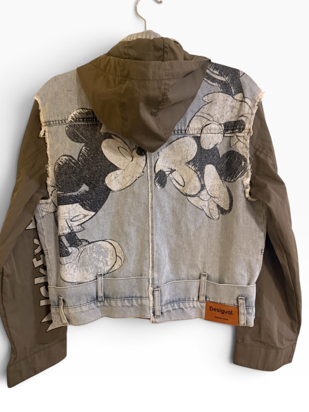 Desigual x Mickey Mouse Embroidered Mixed Media Denim Hooded Jacket Medium - Picture 4 of 13